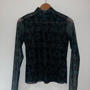 Anthropologie sheer long sleeve top w/ turtleneck